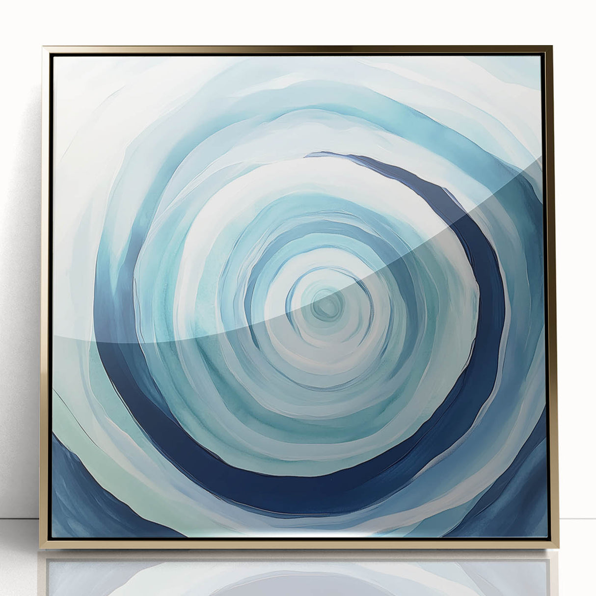 Geometric Abstract Wall Decor – Spiral Blues & Oceanic Movement