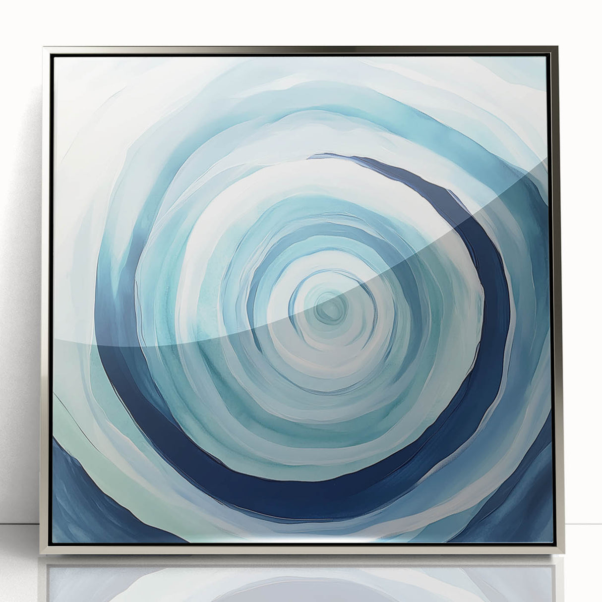 Geometric Abstract Wall Decor – Spiral Blues & Oceanic Movement
