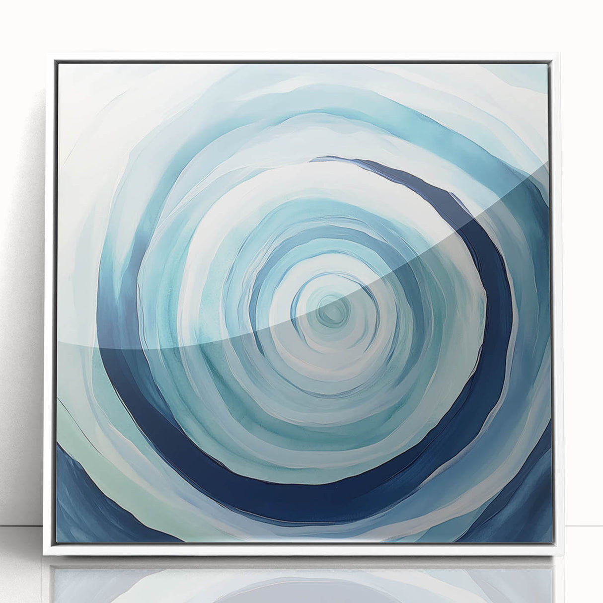 Geometric Abstract Wall Decor – Spiral Blues & Oceanic Movement