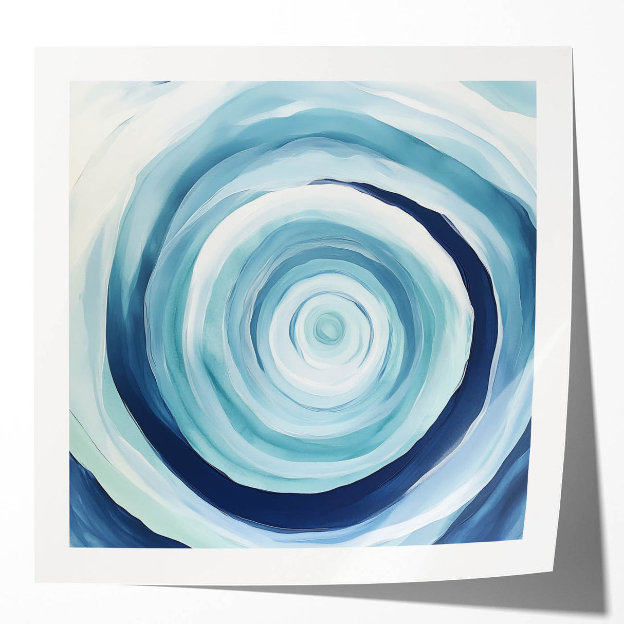 Geometric Abstract Wall Decor – Spiral Blues & Oceanic Movement