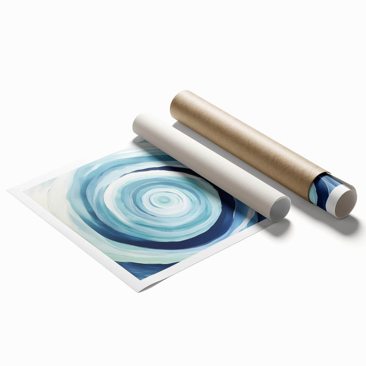 Geometric Abstract Wall Decor – Spiral Blues & Oceanic Movement