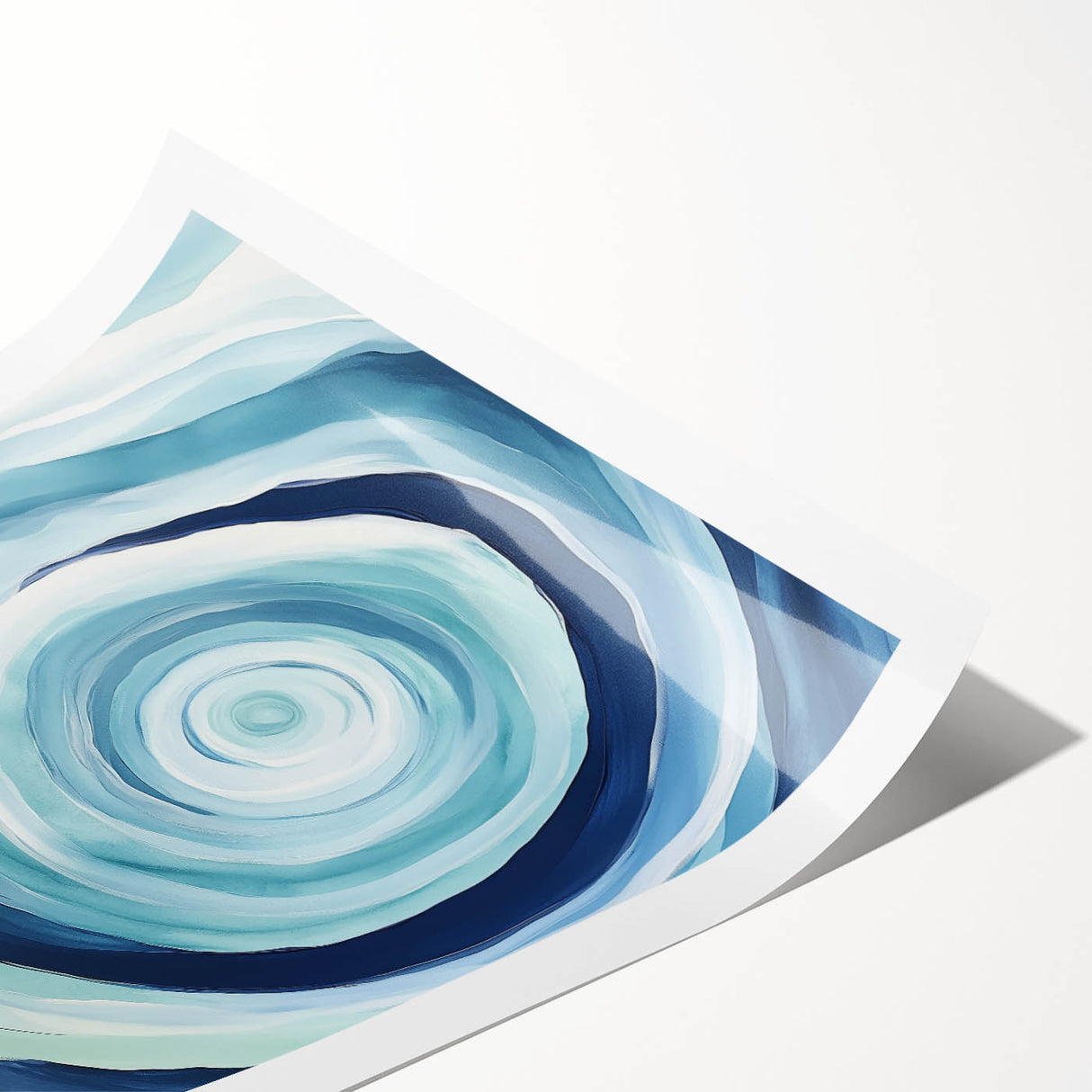 Geometric Abstract Wall Decor – Spiral Blues & Oceanic Movement