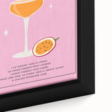 Extra large black wall art featuring colorful, textured food and drinks motif on framed canvas.