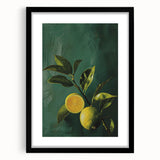 Extra large abstract art print featuring textured, colorful fruits on a black framed canvas, ideal for living room decor.
