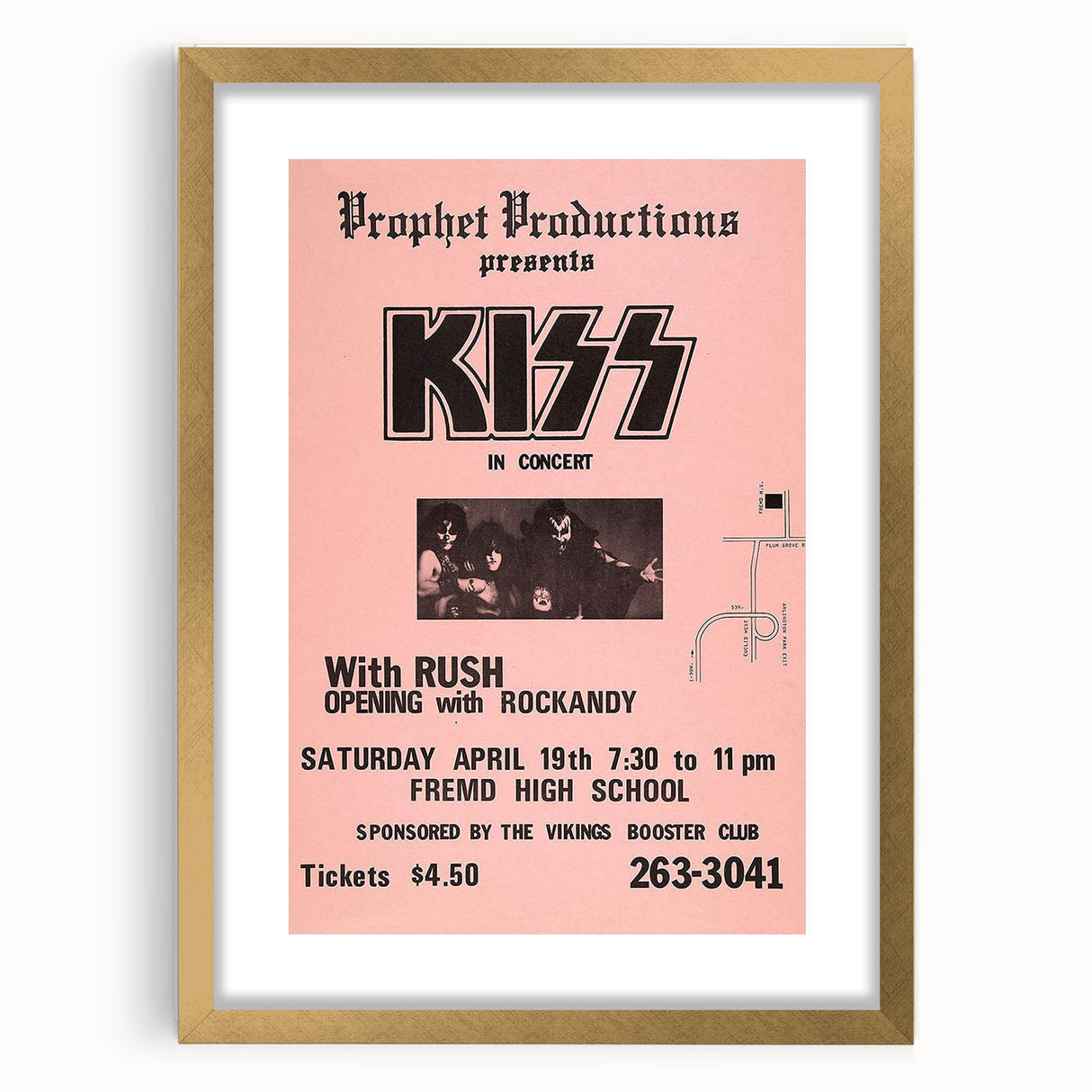 KISS & Rush Retro Wall Art Vintage Prints Pink Concert Poster