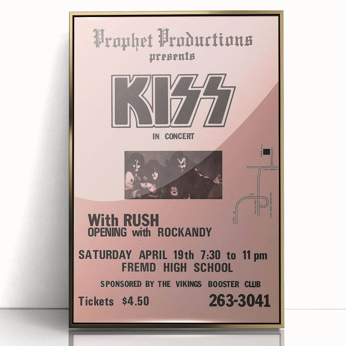 KISS & Rush Retro Wall Art Vintage Prints Pink Concert Poster