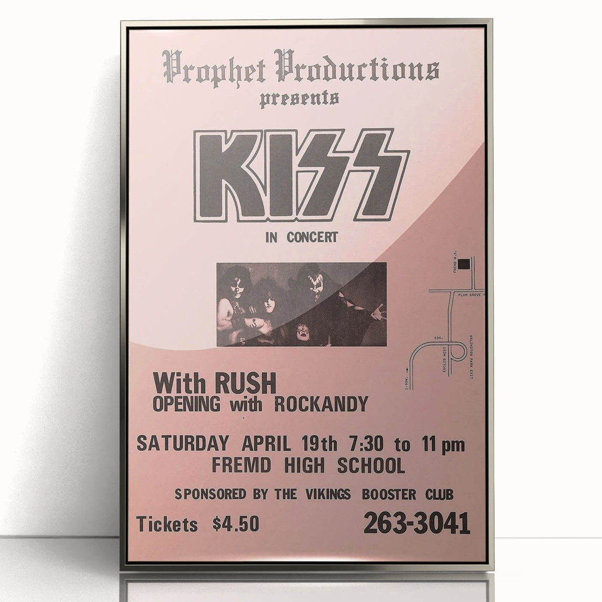 KISS & Rush Retro Wall Art Vintage Prints Pink Concert Poster