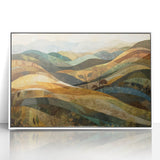 Art deco poster featuring autumn-themed design in orange and brown tones on a white framed acrylic.