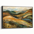 Black and white framed canvas depicting a vintage landscape scene, ideal for bedroom wall art.
