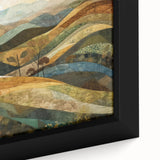 Extra large framed canvas featuring a textured, colorful abstract design with black accents, ideal for living room decor.