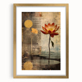 Elegant Lotus Floral Wall Art – Gold & Brown Modern Canvas Print