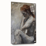 Abstract figurative acrylic artwork displayed from the side, showcasing vibrant colors and intricate pin details, perfect for modern decor enthusiasts.