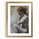 Abstract figurative gold-framed artwork featuring a mat design, showcasing intricate shapes and a modern aesthetic, ideal for enhancing contemporary decor.