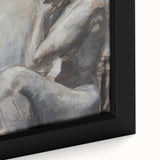 Close-up of a vibrant abstract figurative framed canvas art piece showcasing bold colors and dynamic shapes, perfect for modern home decor.