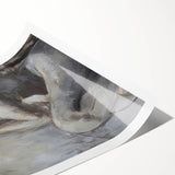 Abstract figurative art print showcasing vibrant colors and dynamic shapes, rolled and ready for display. Perfect for modern home decor and artistic expression.