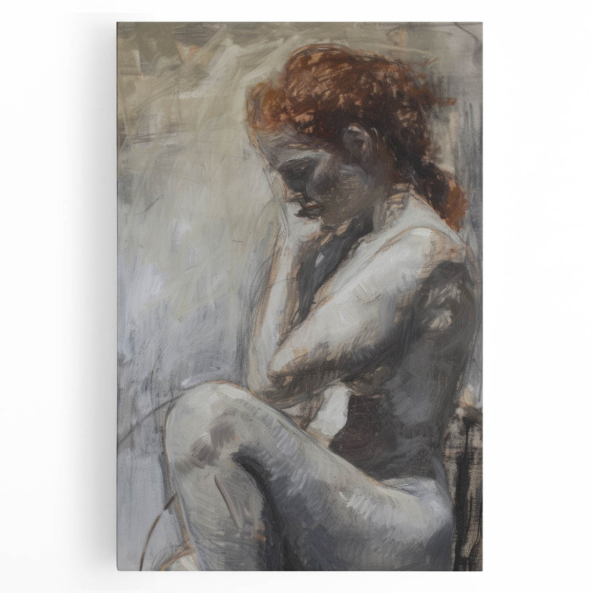 Abstract figurative stretched canvas artwork showcasing vibrant colors and dynamic shapes, perfect for modern home decor. Ideal for adding a contemporary touch to any room.