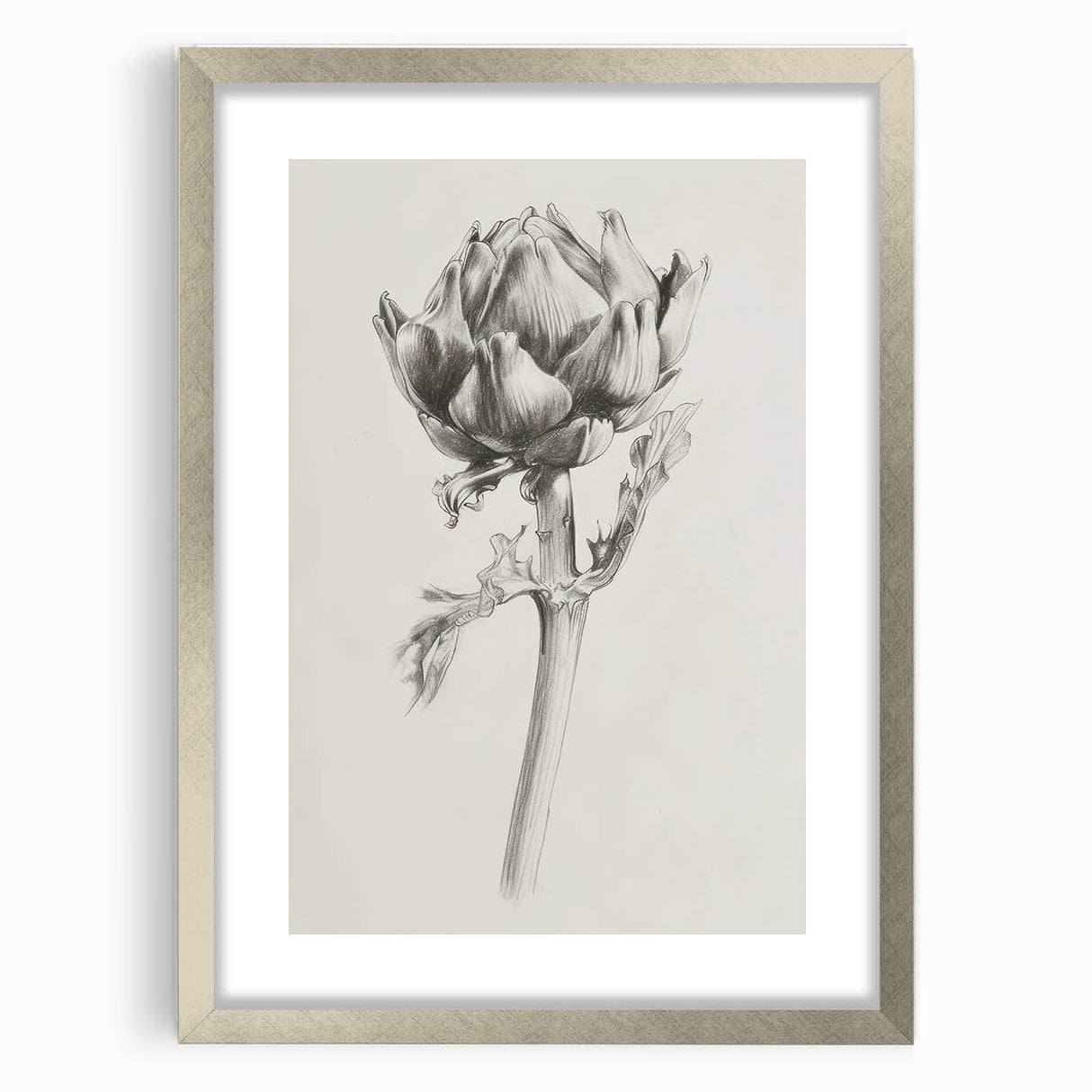 Elegant silver-framed artwork featuring an abstract floral design with vibrant hues, set against a soft mat background, ideal for modern home decor.