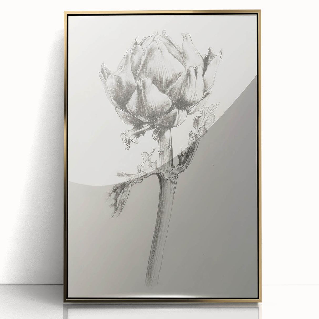 Framed abstract floral artwork in vibrant colors with gold accents, showcasing a modern design that enhances contemporary home decor aesthetics.