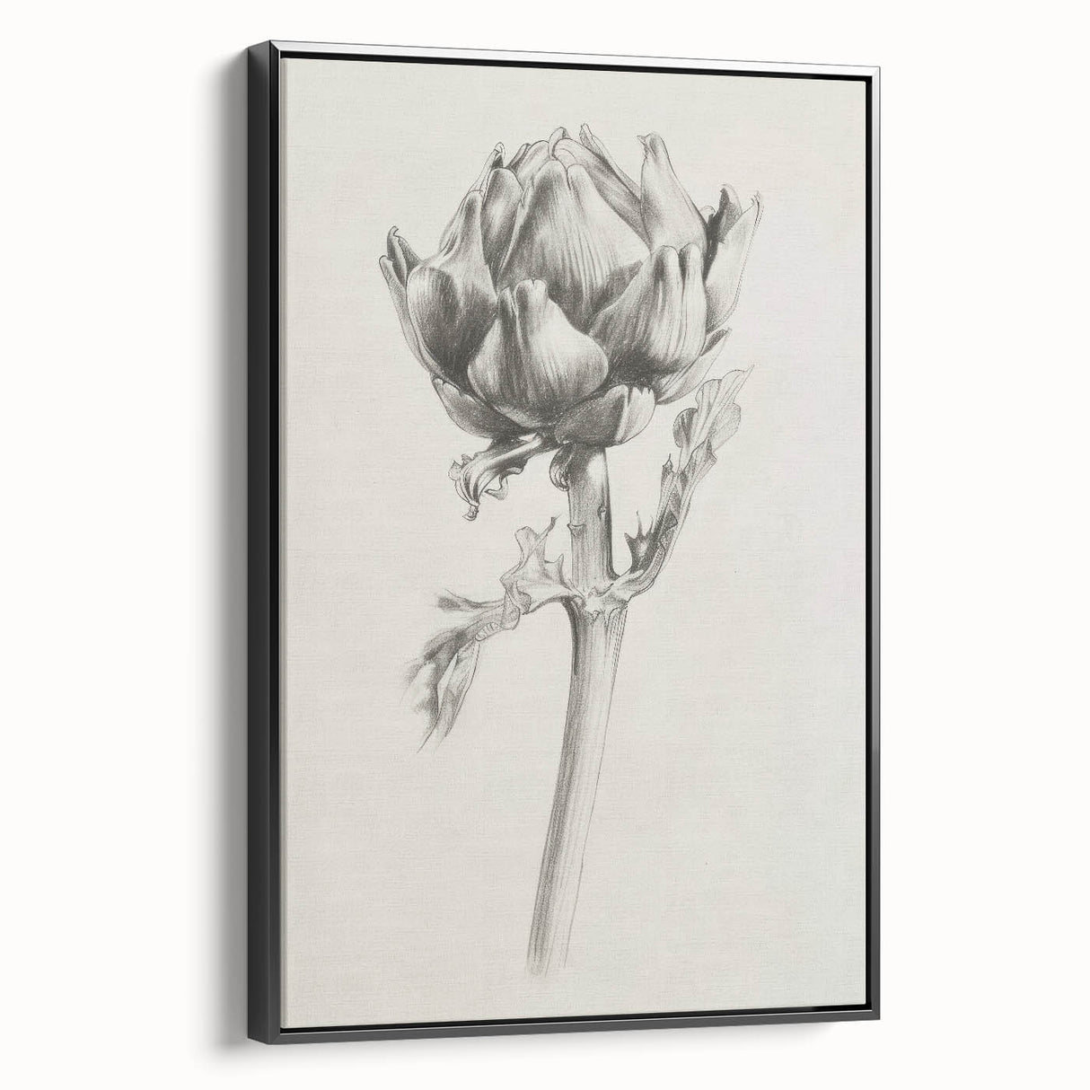 Framed canvas artwork showcasing an abstract floral design with vibrant colors, viewed from the side against a neutral background, perfect for modern decor.