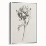 Framed canvas artwork showcasing an abstract floral design with vibrant colors and intricate details, displayed from a white side view, ideal for home decor.