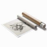 Vibrant rolled print showcasing an abstract floral design in rich colors, elegantly packaged in a protective cardboard tube for easy display and handling.