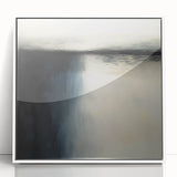 Framed acrylic artwork showcasing an abstract landscape in soothing white tones, designed to enhance modern interiors. Perfect for adding elegance to any room decor.