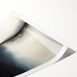 Abstract landscape rolled print showcasing vibrant hues of blue and orange, depicting a serene twilight scene with soft gradients; ideal for modern decor.