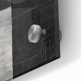 Close-up of abstract minimalist wall art design featuring vibrant colors and smooth acrylic glass finish, ideal for modern home decor or office spaces.