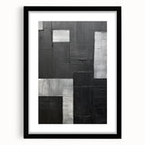 Abstract minimalist wall art design in a black frame with a white mat, showcasing geometric patterns. Ideal for modern decor, enhancing any living space.
