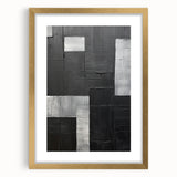 Abstract minimalist wall art framed in gold, showcasing a sleek design with a white mat, perfect for modern home decor. Ideal for enhancing living spaces.