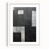 Abstract minimalist wall art framed in white with a mat, showcasing geometric shapes and soft color tones, perfect for modern home decor.