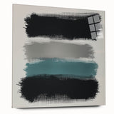 Minimalist Abstract Wall Art – Black, Teal & Gray Brushstrokes