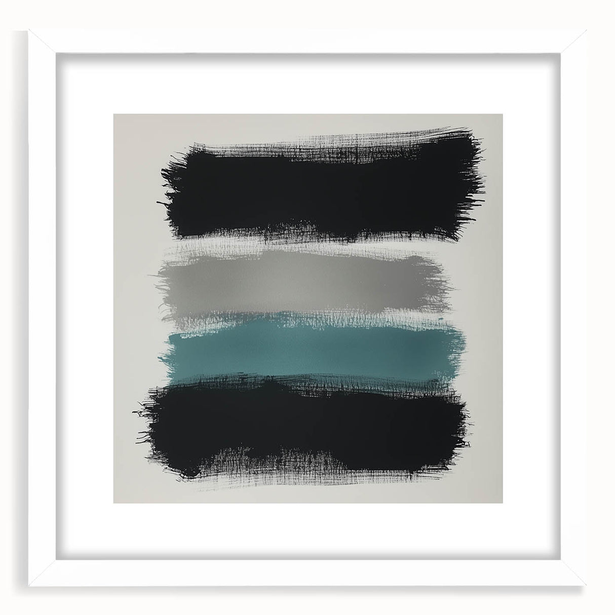 Minimalist Abstract Wall Art – Black, Teal & Gray Brushstrokes