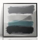 Minimalist Abstract Wall Art – Black, Teal & Gray Brushstrokes