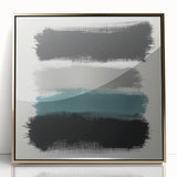 Minimalist Abstract Wall Art – Black, Teal & Gray Brushstrokes