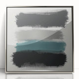 Minimalist Abstract Wall Art – Black, Teal & Gray Brushstrokes