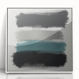 Minimalist Abstract Wall Art – Black, Teal & Gray Brushstrokes