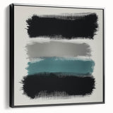 Minimalist Abstract Wall Art – Black, Teal & Gray Brushstrokes