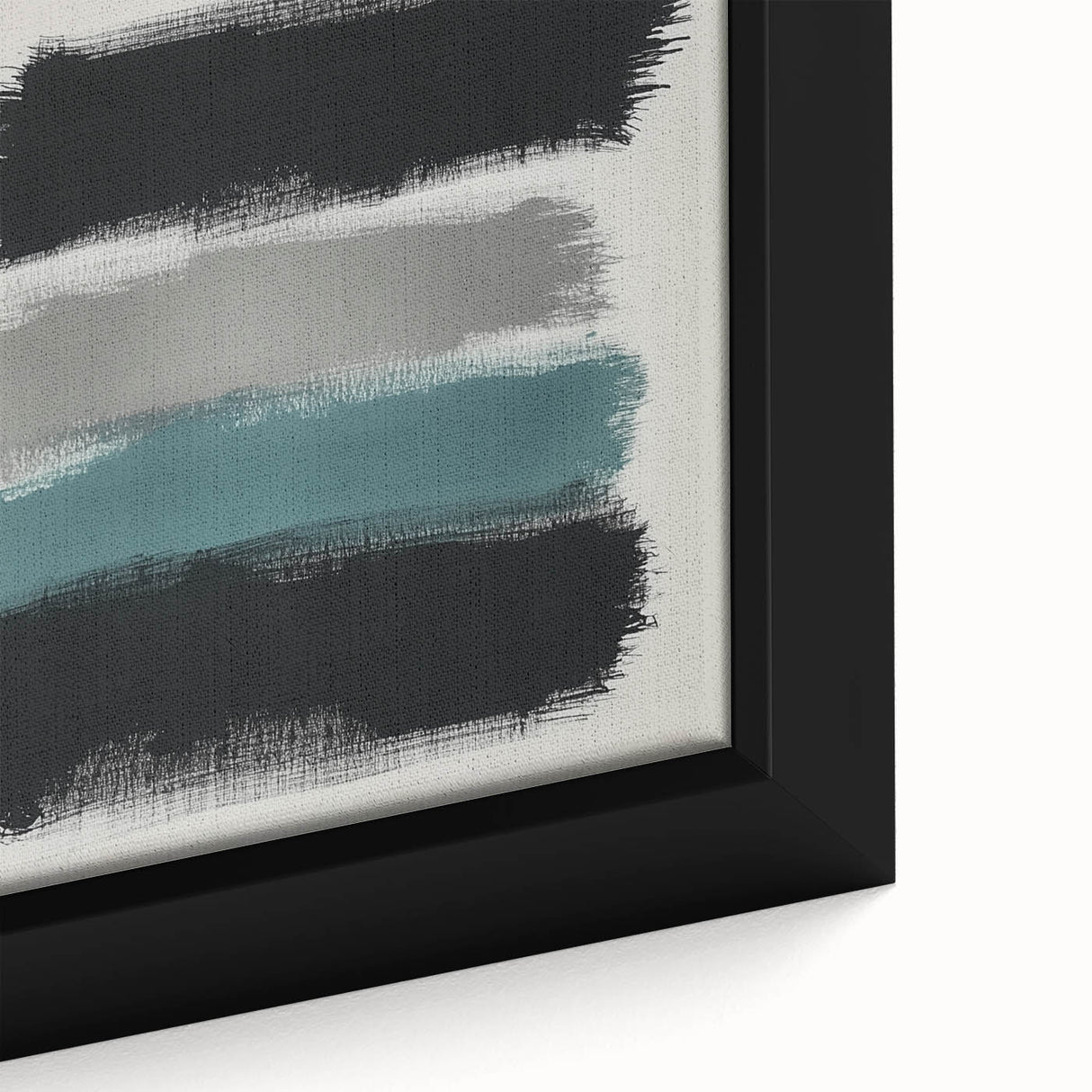 Minimalist Abstract Wall Art – Black, Teal & Gray Brushstrokes