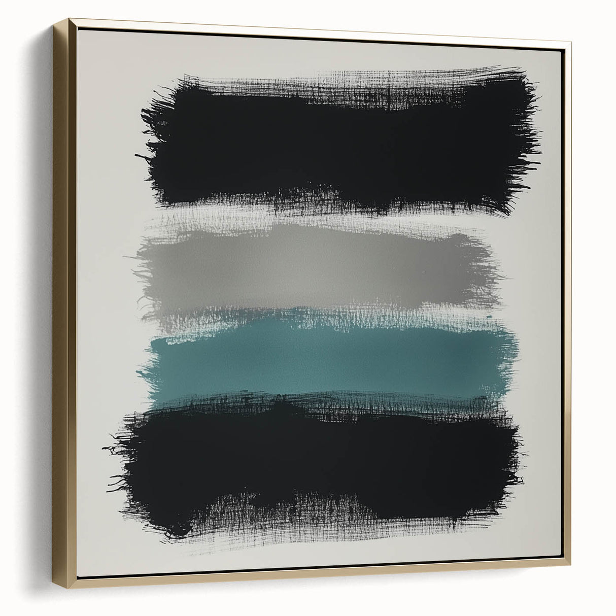 Minimalist Abstract Wall Art – Black, Teal & Gray Brushstrokes