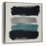 Minimalist Abstract Wall Art – Black, Teal & Gray Brushstrokes