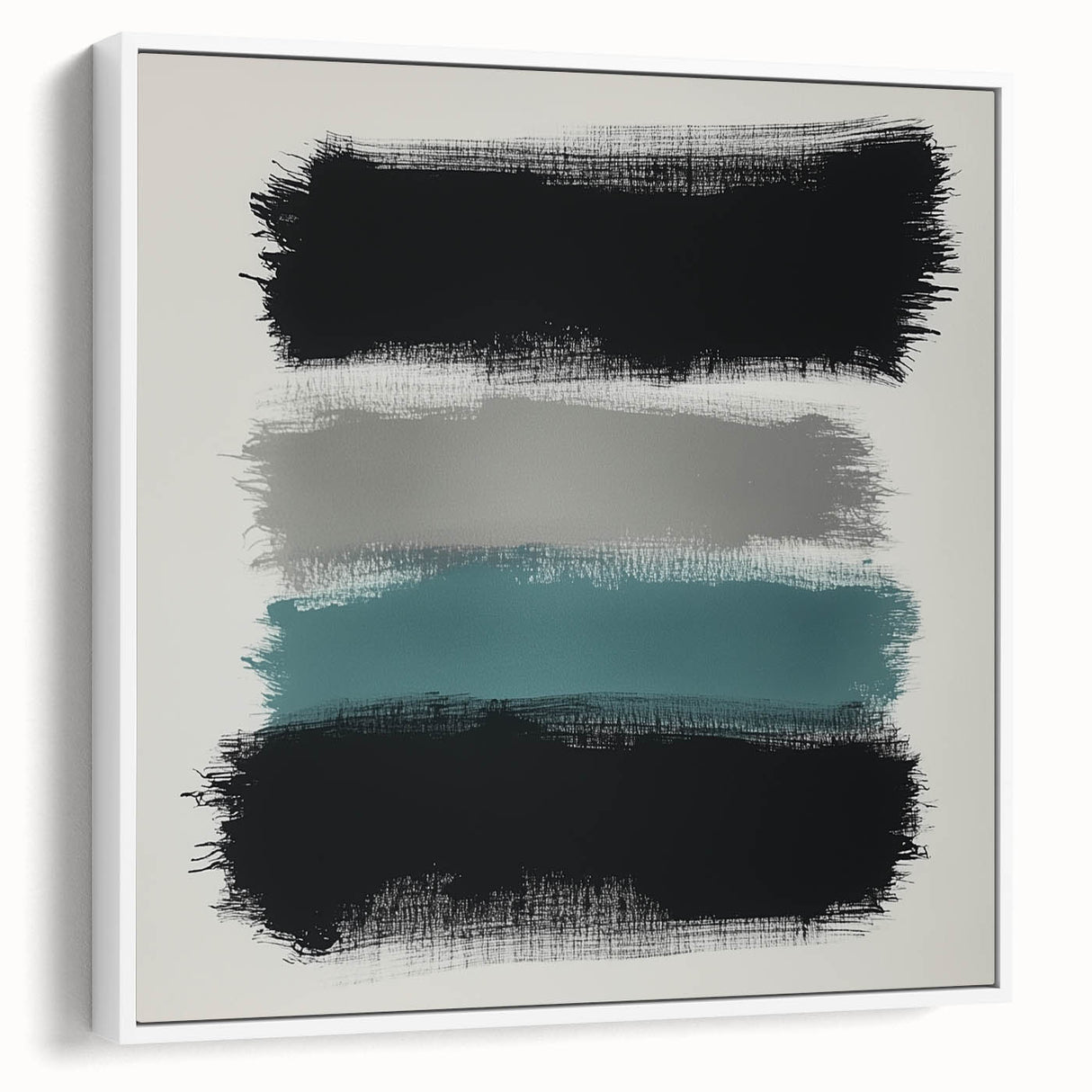 Minimalist Abstract Wall Art – Black, Teal & Gray Brushstrokes