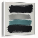 Minimalist Abstract Wall Art – Black, Teal & Gray Brushstrokes
