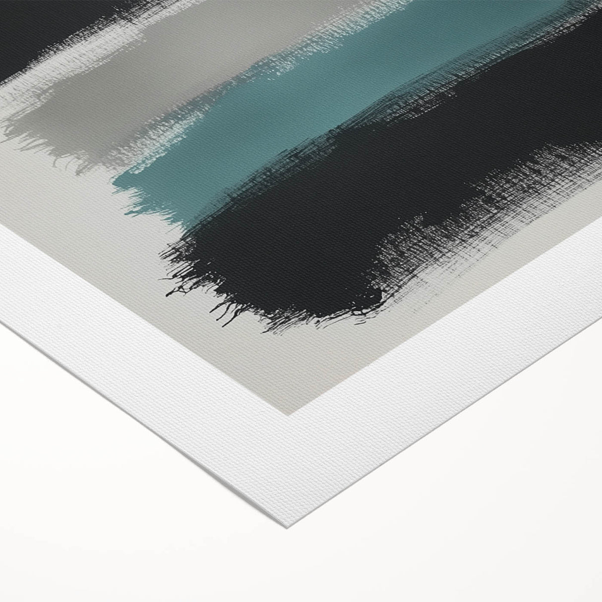 Minimalist Abstract Wall Art – Black, Teal & Gray Brushstrokes