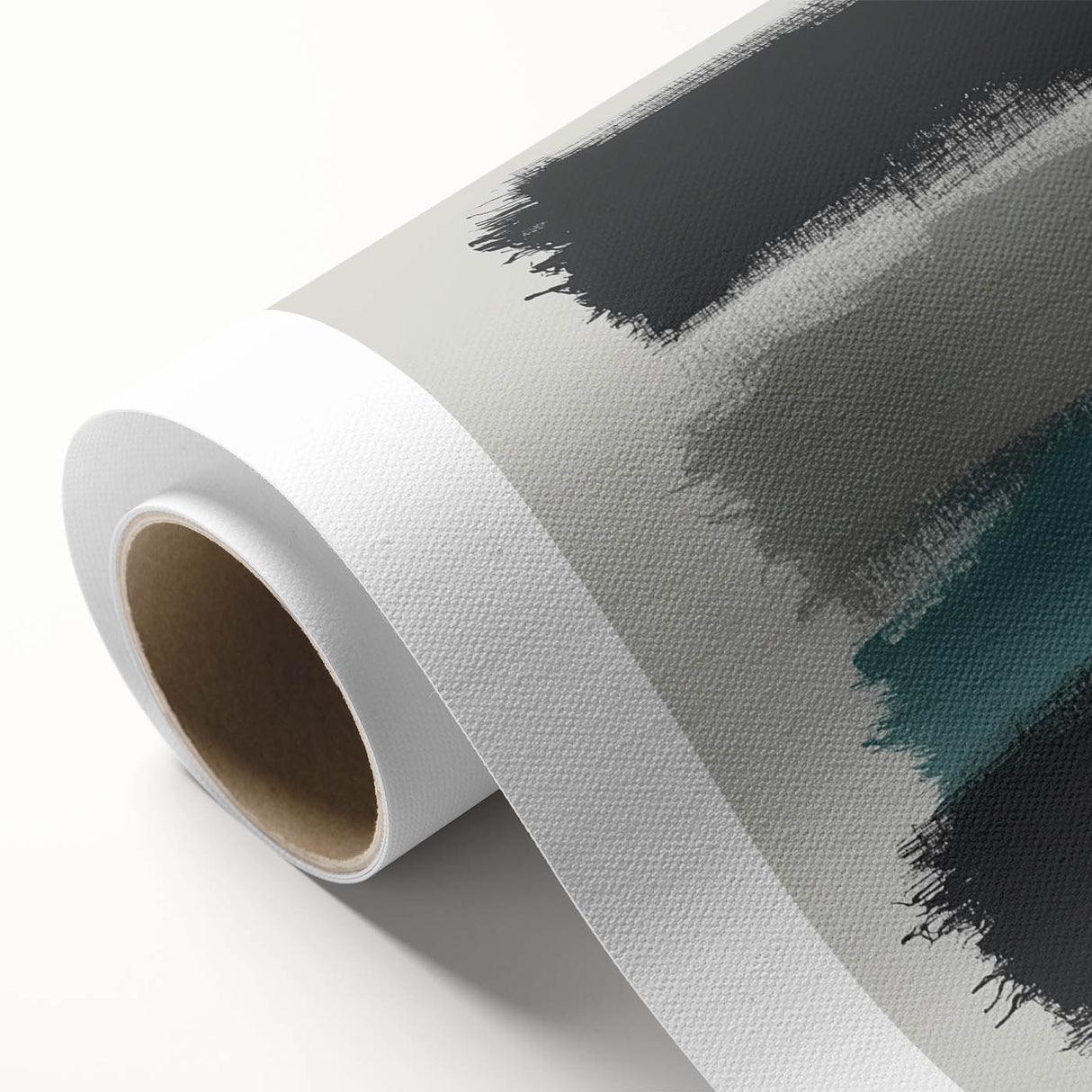 Minimalist Abstract Wall Art – Black, Teal & Gray Brushstrokes
