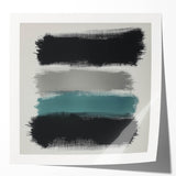 Minimalist Abstract Wall Art – Black, Teal & Gray Brushstrokes