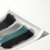 Minimalist Abstract Wall Art – Black, Teal & Gray Brushstrokes