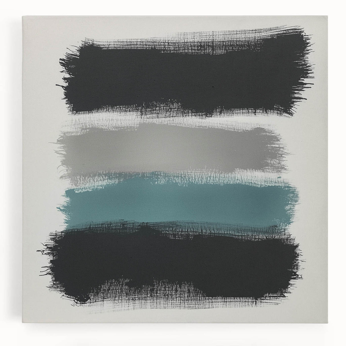 Minimalist Abstract Wall Art – Black, Teal & Gray Brushstrokes