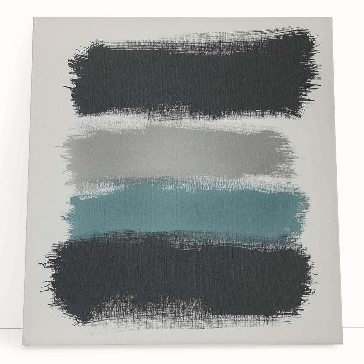 Minimalist Abstract Wall Art – Black, Teal & Gray Brushstrokes