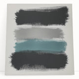 Minimalist Abstract Wall Art – Black, Teal & Gray Brushstrokes